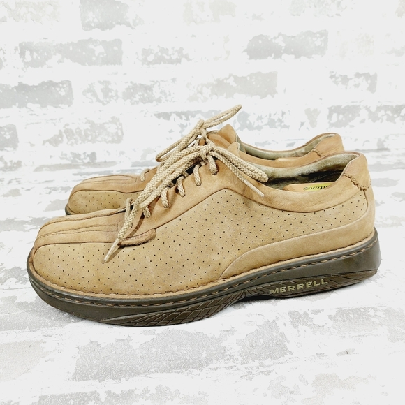 Merrell World Myth Taupe Leather Lace Up Square Toe Perforated Men\'s Shoes 10 Merrell World Legend for sale | eBay main image 4